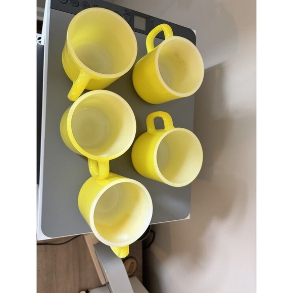 Vintage Glasbake Milk Glass Retro Coffee Mug Bright Yellow Lot 5 - Picture 14 of 14
